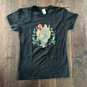 New Womens Boxlunch Star Wars Ewok T-shirt Large Black